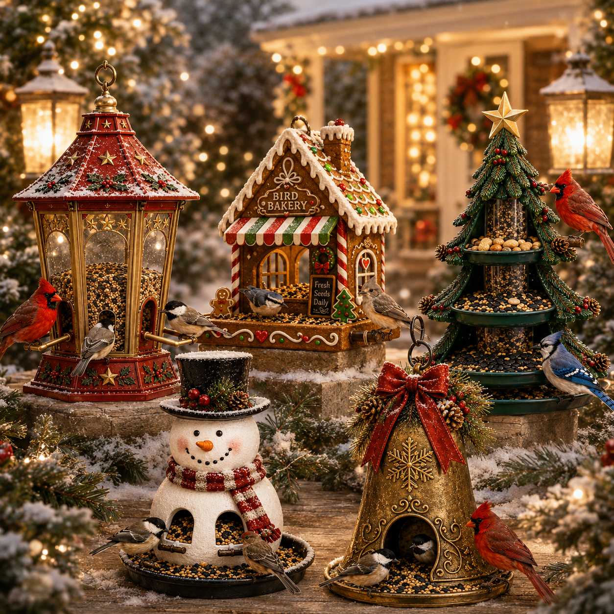 🎄 Christmas Bird Feeder Collection – Festive Hanging Garden Feeders for Wild Birds