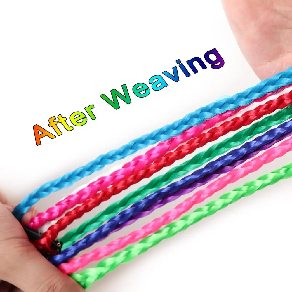 2 PCS Colored Hair Extensions 20Inch Straight Color Clip in Hair Extension Rainbow Party Highlights Synthetic Hairpiece