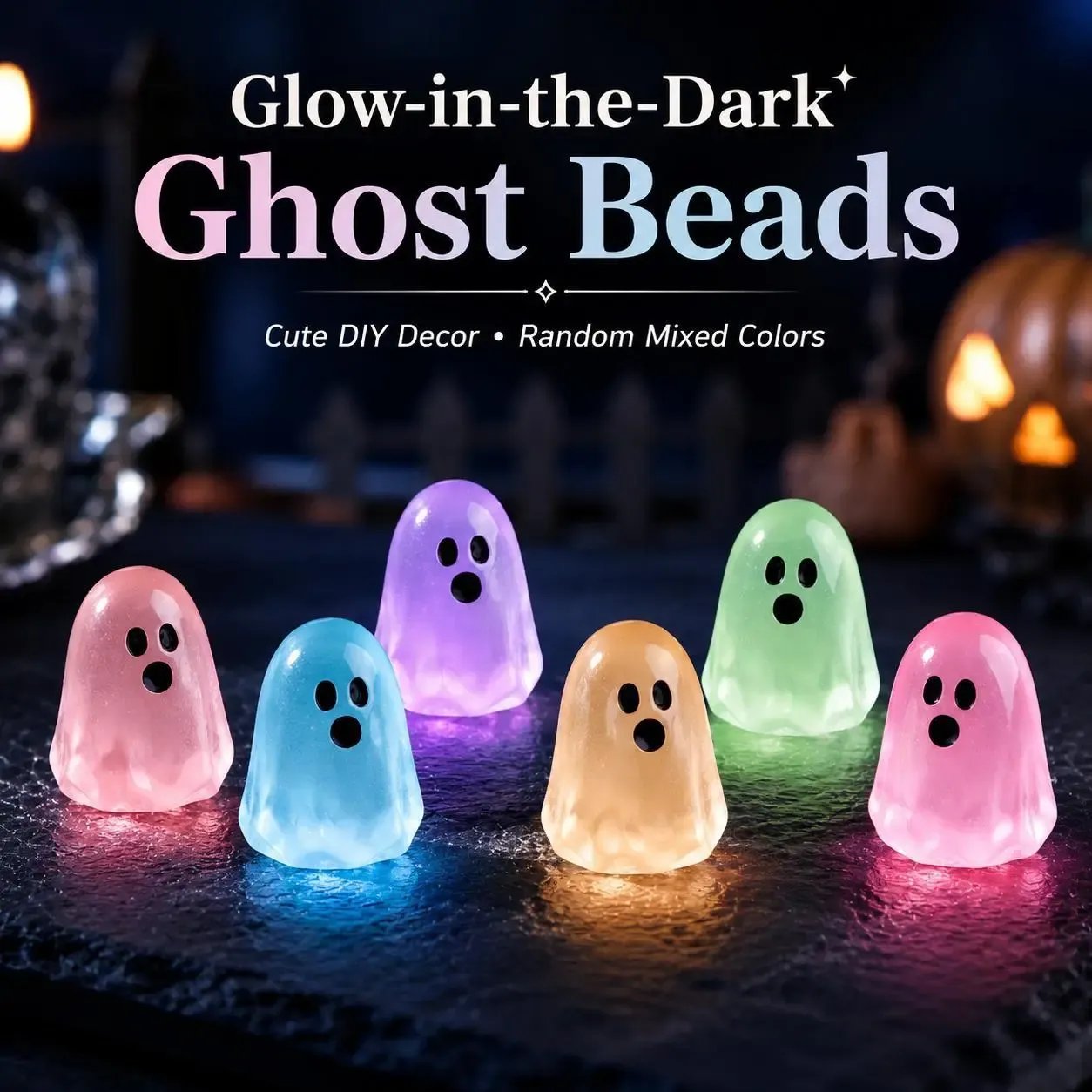 🔥LAST DAY 50% OFF - Glow-in-the-Dark Cute Ghost Resin Bead Set