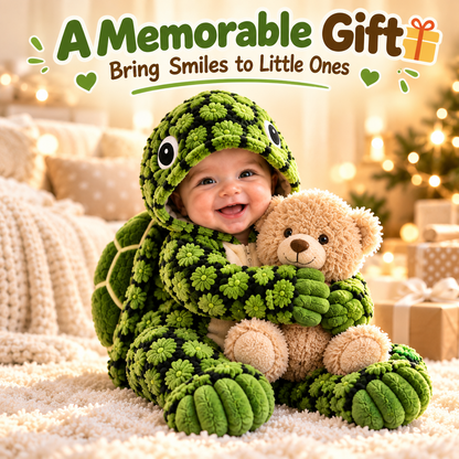 🐢 Little Turtle Plush 3D Shell Baby Onesie – Cute Hooded Cozy Romper