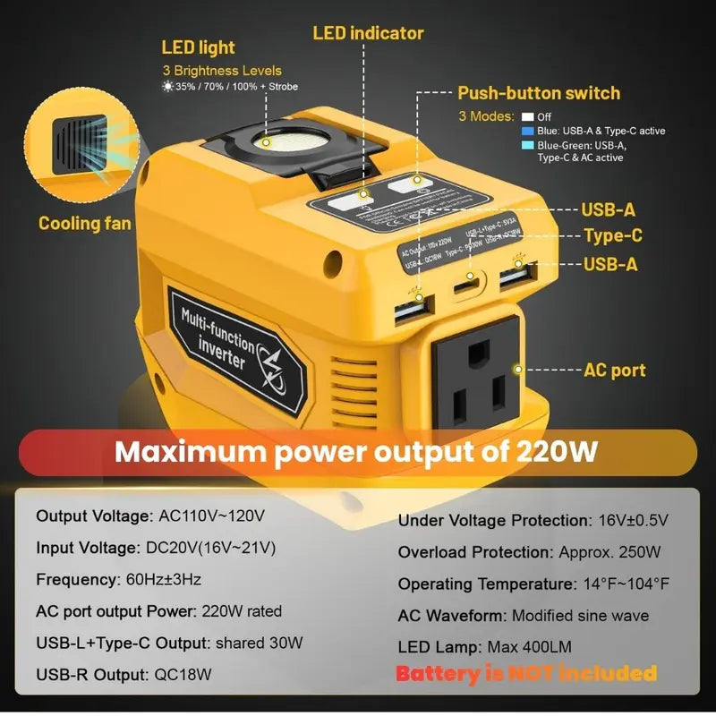 220W Portable Power Inverter Compatible