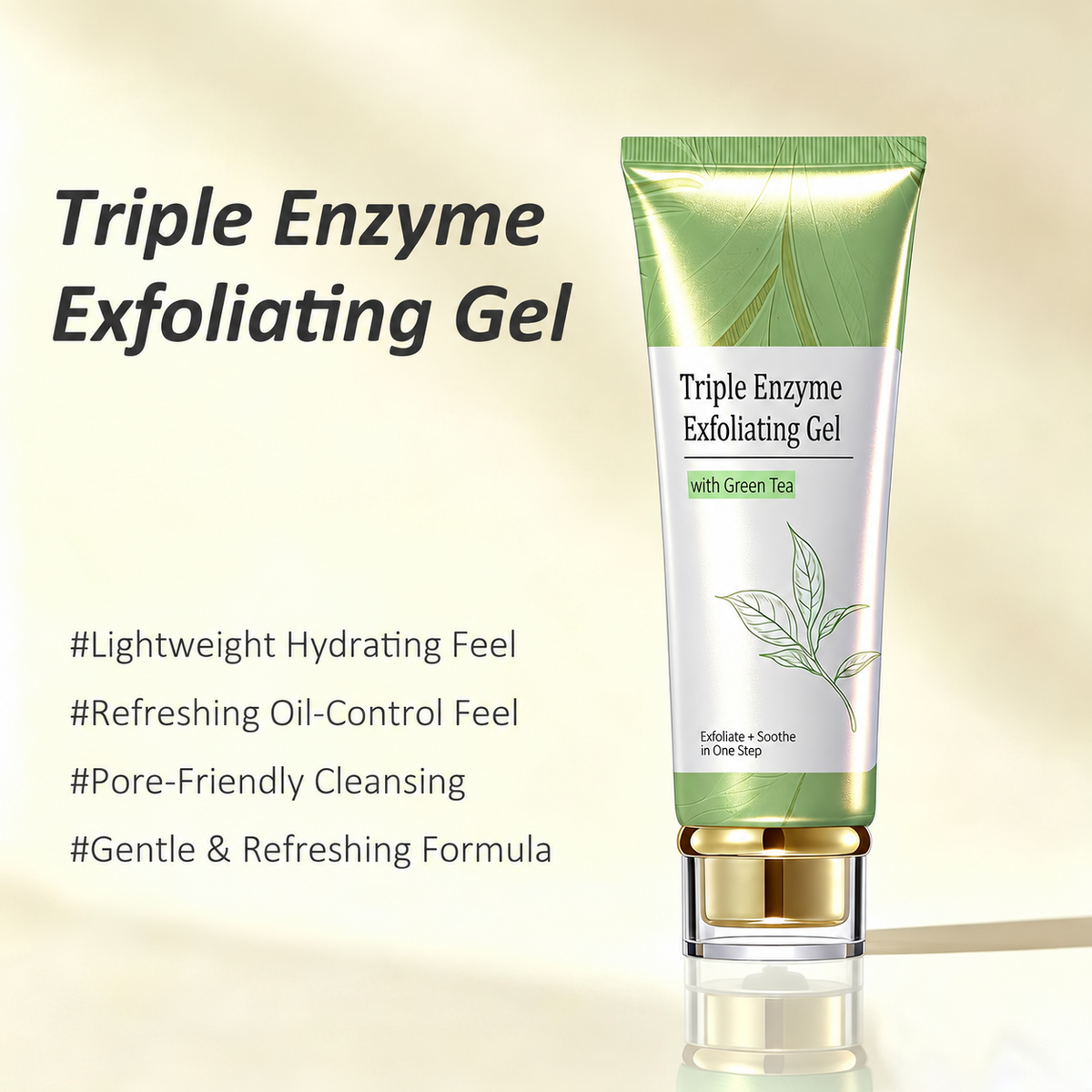 🍃 Triple Enzyme Exfoliating Gel – Gentle Skin Polish with Green Tea