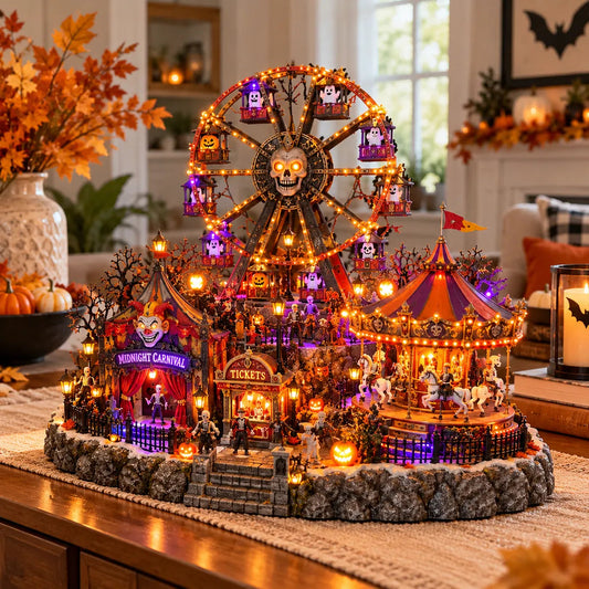 🎃👻– Light-Up Ghost Train Village & Spooky Carnival Display