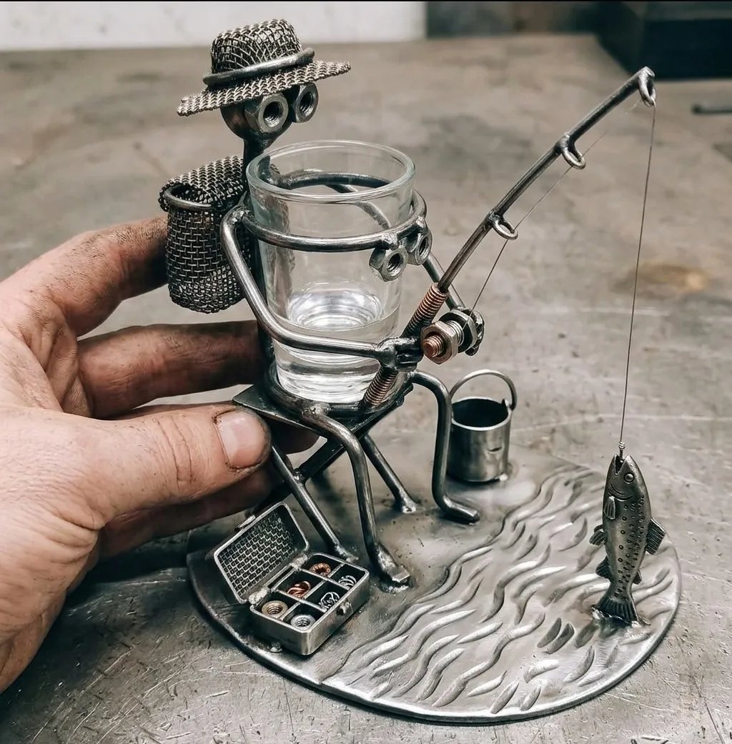 🏆 35K+ SOLD! Handcrafted Fisherman Shot Glass Holder | A Drink & a Story in One 🎣🥃