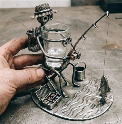 🏆 35K+ SOLD! Handcrafted Fisherman Shot Glass Holder | A Drink & a Story in One 🎣🥃