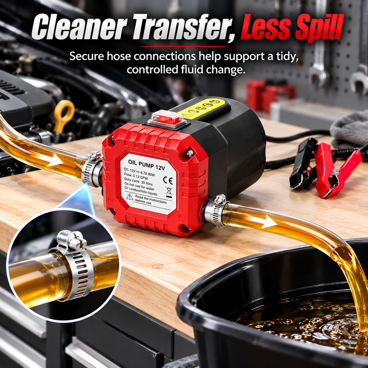 🔥 12V 80W Electric Oil Extractor Pump – Engine Oil & Gear Oil Transfer Kit with Hoses