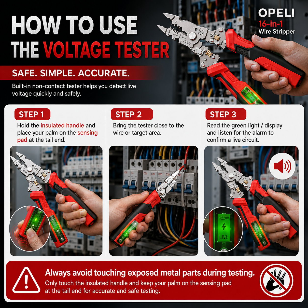 ⚡ 16-in-1 Electrical Pliers with Voltage Tester - Heavy-Duty Wire Stripper for Pros & DIYers!