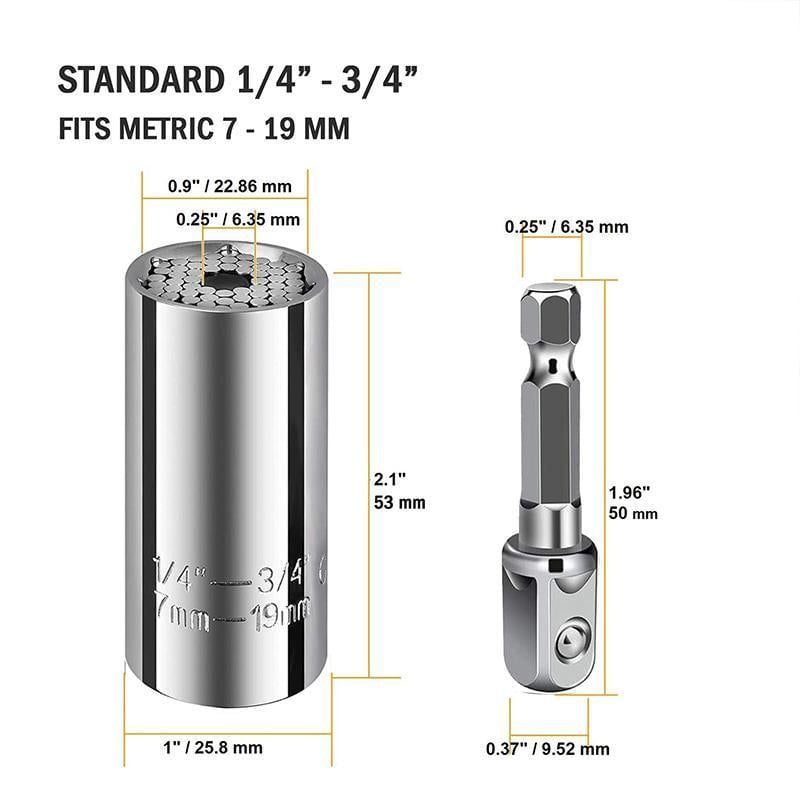 ⚙️ 7–19mm Universal Socket – Self-Adjusting Tool for Nuts & Bolts🧰