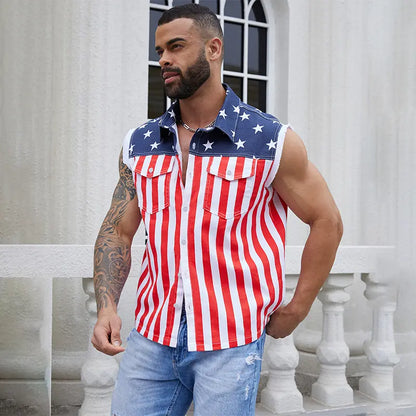 🦅4th of July Men’s and Women's American Flag Denim Vest