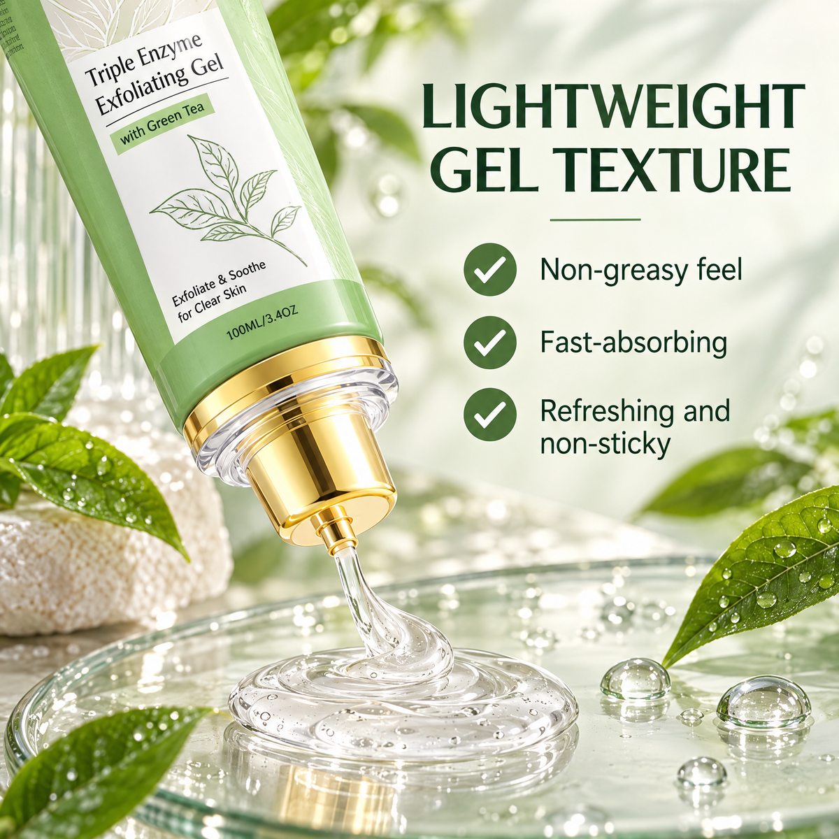 ✨Triple Enzyme Exfoliating Gel with Green Tea🍃Gentle Smoothing & Hydrating Care💧