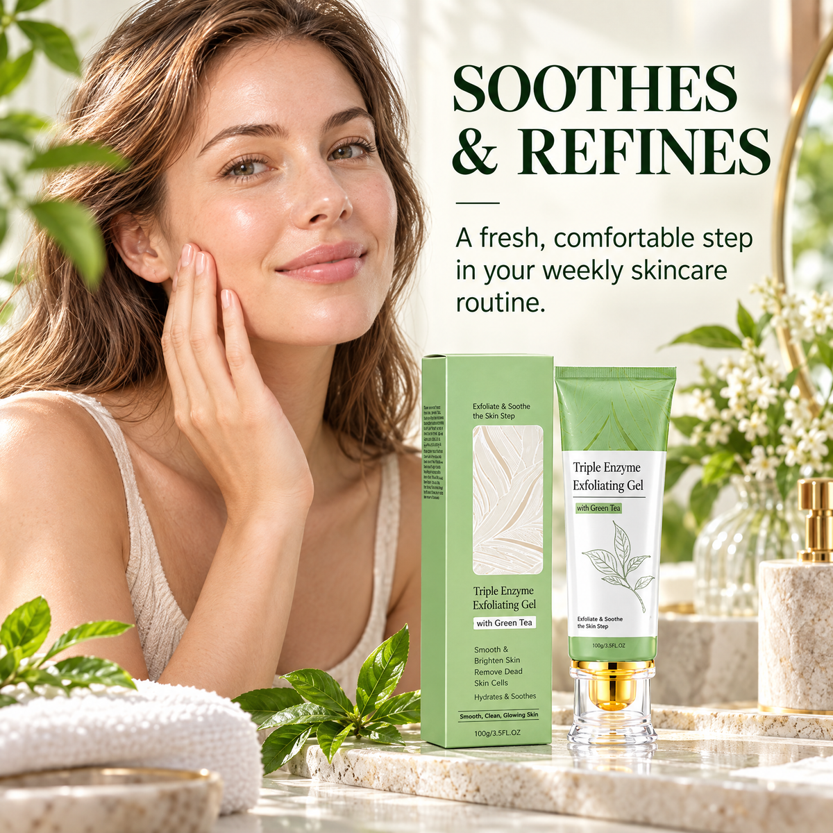 ✨Triple Enzyme Exfoliating Gel with Green Tea🍃Gentle Smoothing & Hydrating Care💧