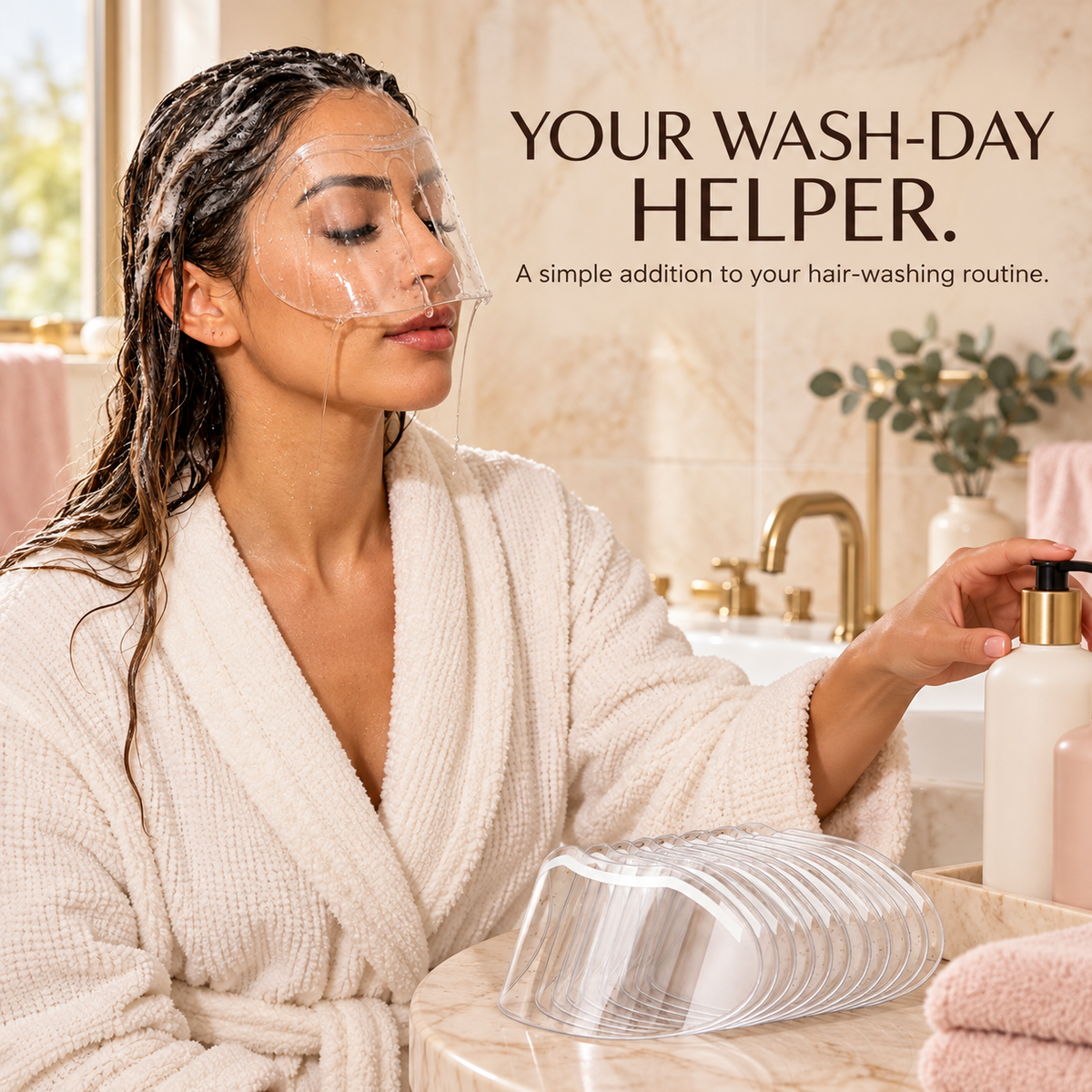 💧 Lash & Brow Shower Shield – Clear Adhesive Splash Guard for Easier Hair Washing