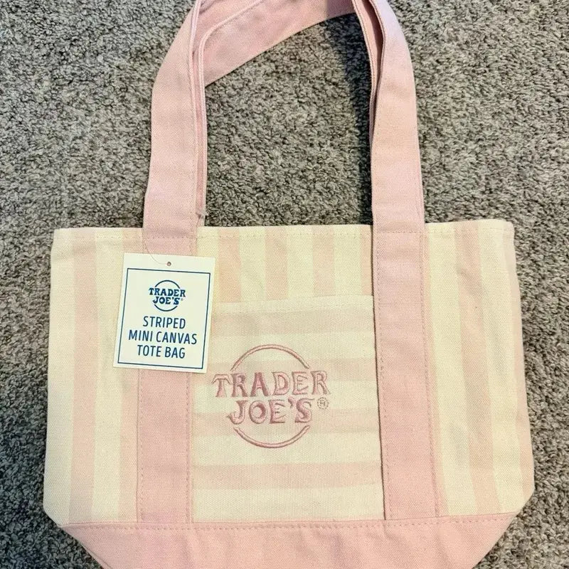Mini Pastel Striped Canvas Tote Bag