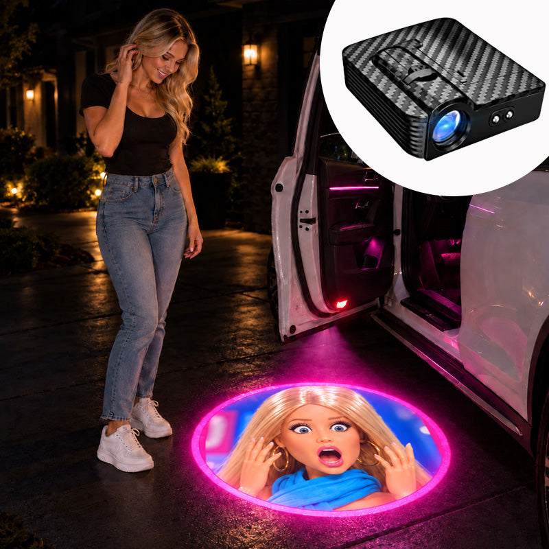 💗 Pink Car Door Welcome Projection Light – Cute Patterned Ground Glow for a Personalized Entrance ✨