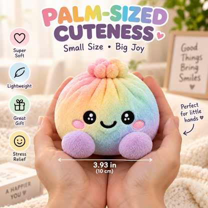 🌈Cute Plush Stuffed Dumpling Squishies, Big Rainbow Squishes with Steamer🎁