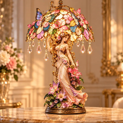 „Enchanted ButterflyGarden Lady“-Lampe – beleuchtete Blumenskulptur