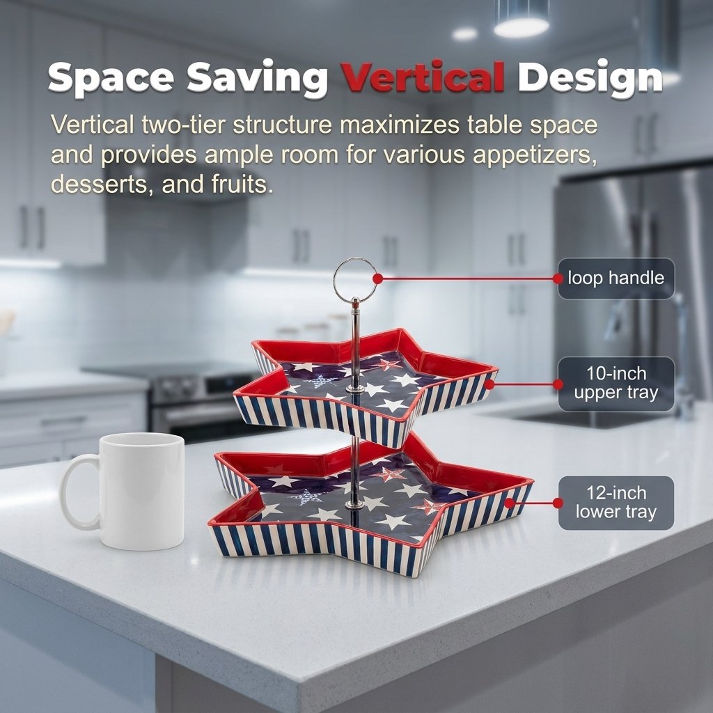 250th American Legacy Star Tray | Patriotic Two-Tier Serving Sculpture