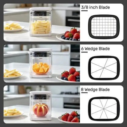 🔥Fingersafe French Fry Cutter – Stainless Steel Potato Slicer with Detachable Interchangeable Blades