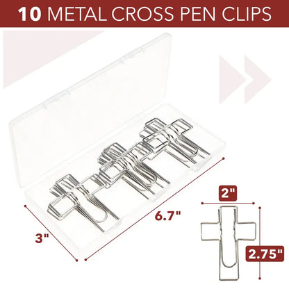 Metal Cross Pen Clips, 10 pcs