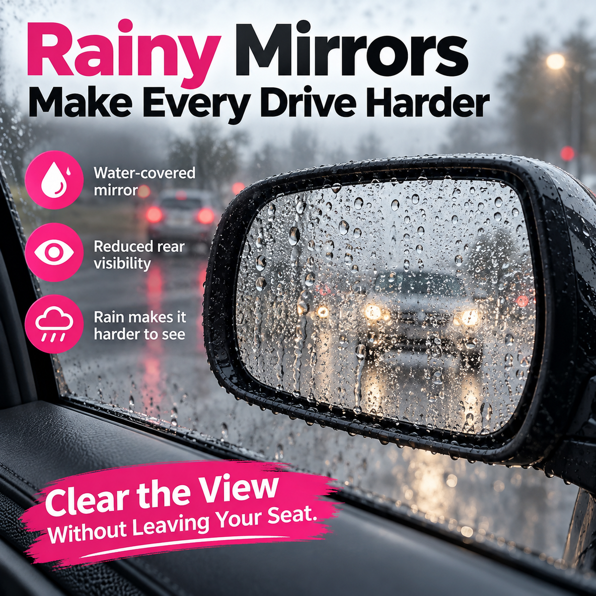 🚗 Telescopic Car Side Mirror Wiper – Extendable Rain Water Squeegee