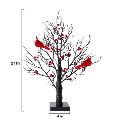 Birch Twig Tree with LED Lights & Birds