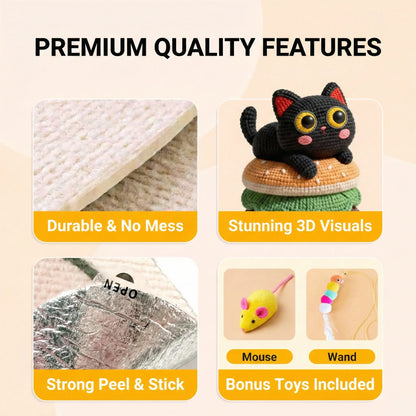 5D Woven Cat Scratcher Mat, Cat Scratching Design for Indoor Cats, Protects Walls, Sofas, Couches and Doors