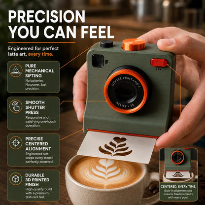 ☕📸 One-Touch Latte Art Camera – 3D Coffee Stencil Printer Kit for Custom Drink Designs ✨