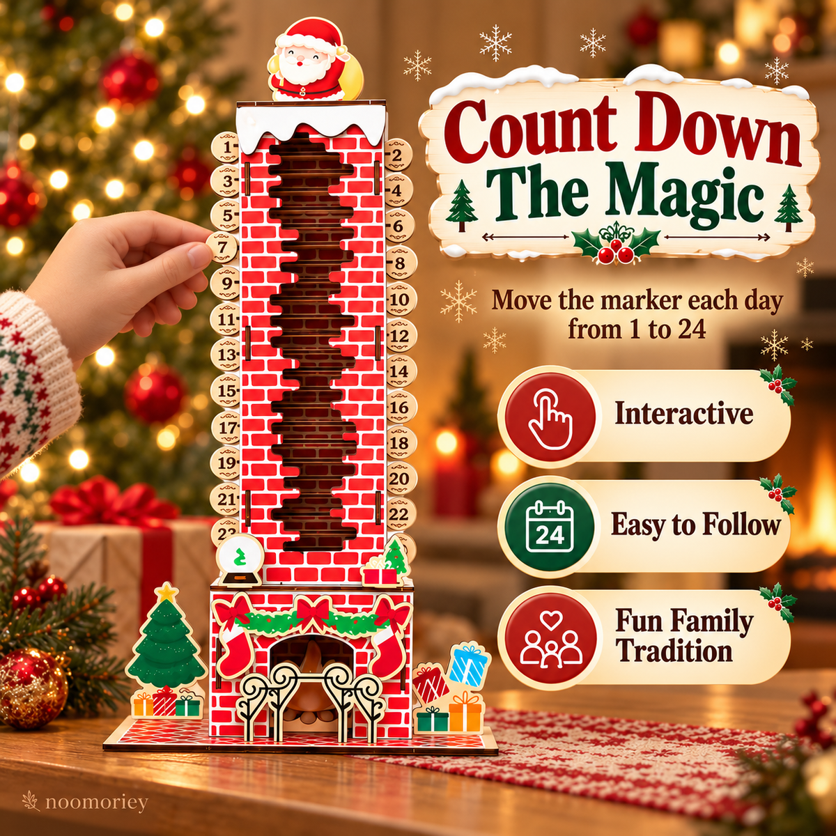🎄DIY Wooden Santa Advent Calendar – 24-Day Christmas Countdown Tabletop Decor