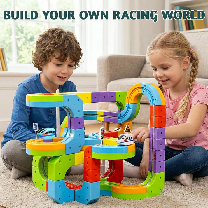 ⏰Electric Train Set 3D Magic Flexible Race Track for Kids 3-8 Years Old, Anti-Gravity STEM Toy