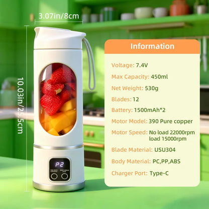 🥤 Portable USB Rechargeable Blender – Mini Smoothie Maker with Leak-Resistant Travel Cup for Gym, Travel & Everyday Use