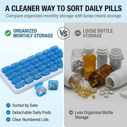 31-Day Pill Organizer Tray – Monthly Medication & Vitamin Tracker for Daily Wellness