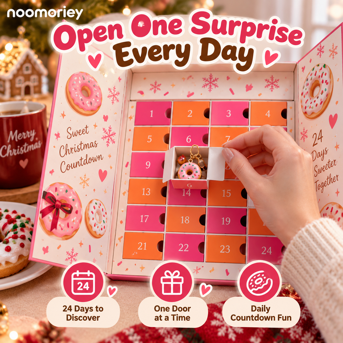 🍩 Donut-Themed Christmas Advent Calendar – 24-Day Holiday Surprise Countdown