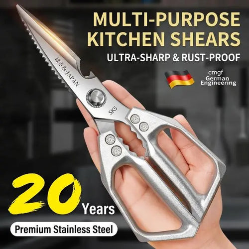 ✂️ Heavy-Duty Japanese Steel Kitchen Shears – All-Purpose Scissors for Meat, Poultry, Seafood & Herbs