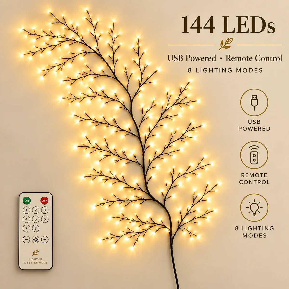 ✨ Flexible LED Branch Lights | Remote-Controlled Holiday Wall Decor(📦Buy 2 Free Shipping)🎁