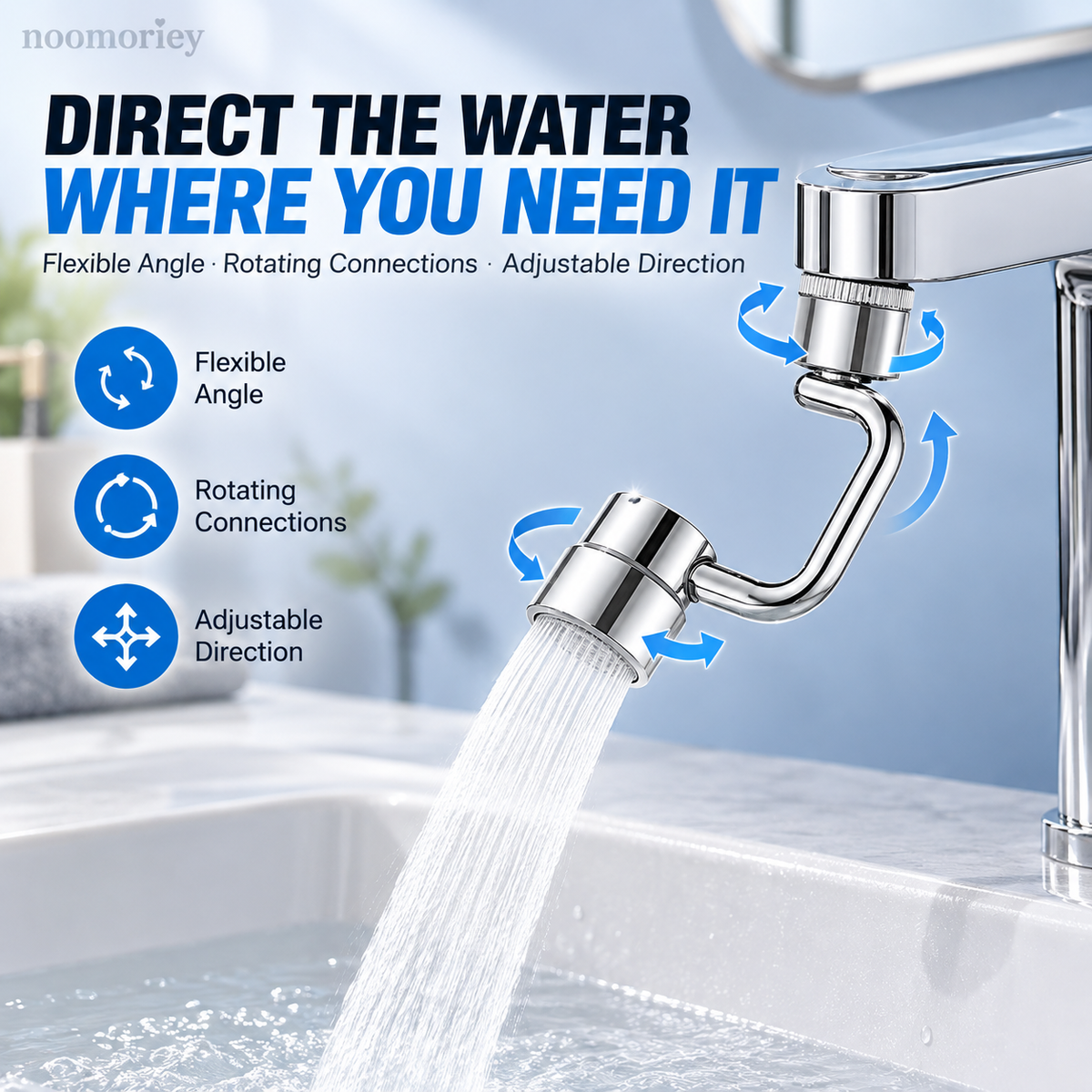 💦🔄 FlexiFlow – 1440° Rotatable Faucet Extender with Dual Spray Modes