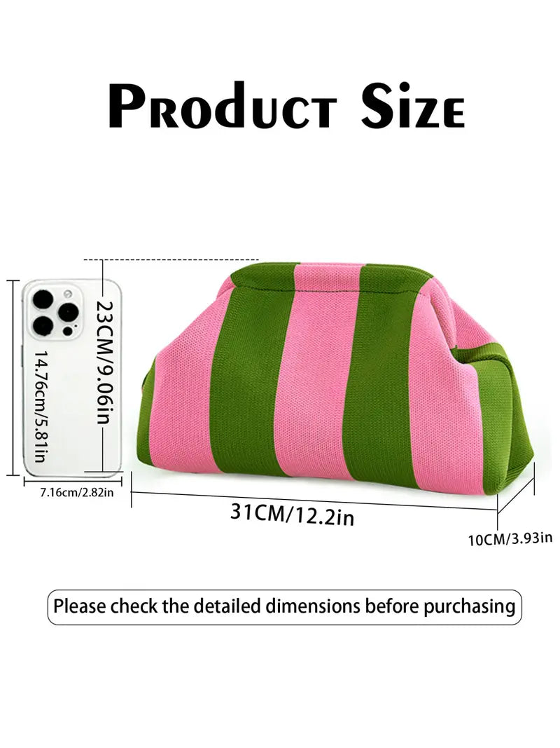 Women's Striped/diamond Dot Cloud Handbag