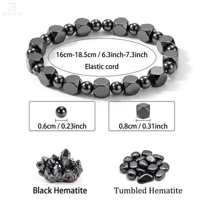 🖤 Hematite Protection Bracelet for Dad – Minimalist Beaded Stone Bracelet, Meaningful Father’s Day Gift for Him