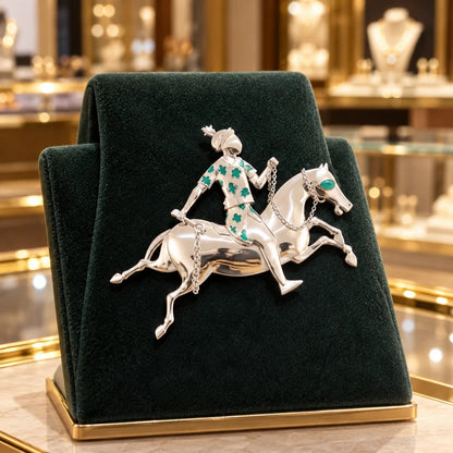 🎉✨ Handmade 925 Sterling Silver Equestrian Brooch – 2-in-1 Suit Pocket Accessory🐎🕴️