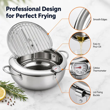 304 Grade Stainless Steel Deep Fryer Pot