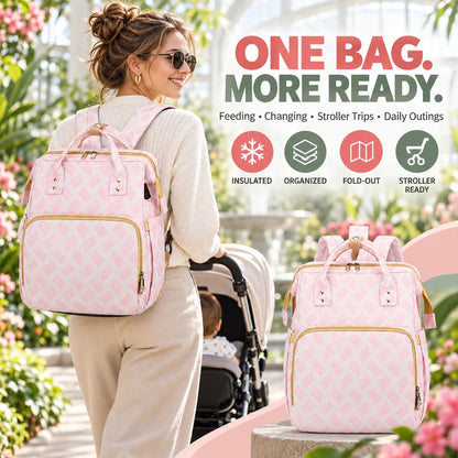 🎒 Diaper Bag Backpack with Changing Mat & Insulated Pockets 🍼