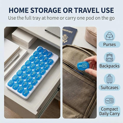 31-Day Pill Organizer Tray – Monthly Medication & Vitamin Tracker for Daily Wellness