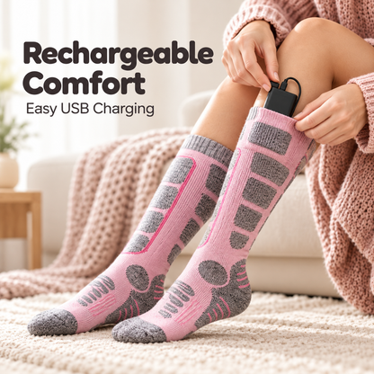 🔥 Warm Feet All Winter – Rechargeable Heated Socks with 3 Heat Levels