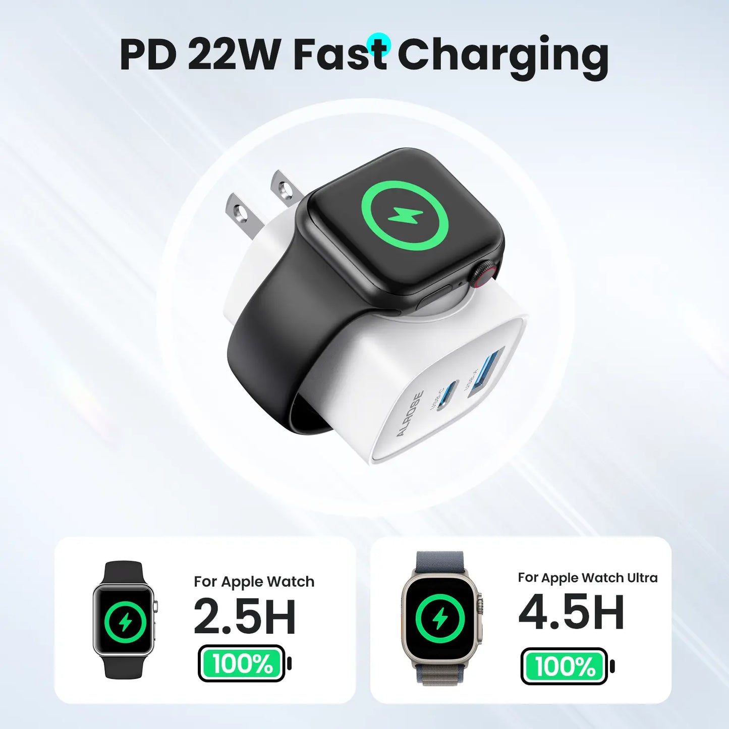 3-in-1 Magnetic Wireless Cordless PD USB-C Wall Charger Block - 20W Fast Charging, Compatible with iWatch Ultra/9/8/7/6, iPhone 17/17 Pro/16/16 Pro/15 Series, Electronic Cellphone, Apple Watch Seires