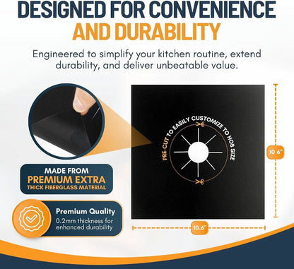 ♻️ Reusable Gas Stove Burner Liners – Cut-to-Fit Stove Protector Mats