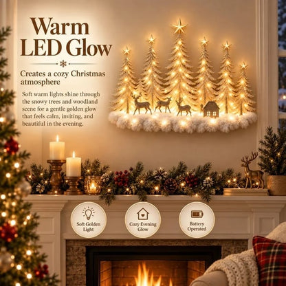 🔥HOT SALE🔥🌲 Step Into an Enchanted Winter Grove: Lighted Christmas Woodland Forest Wall Decor