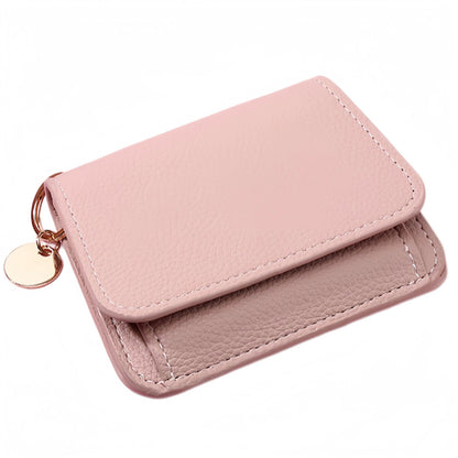 Women's Elegant Minimalist Short Slim Wallet All-match Trendy Mini 3 Bifold Purse Blocking Card Holder Money Clip ID Window Compact Coin Purse Ideal Gift