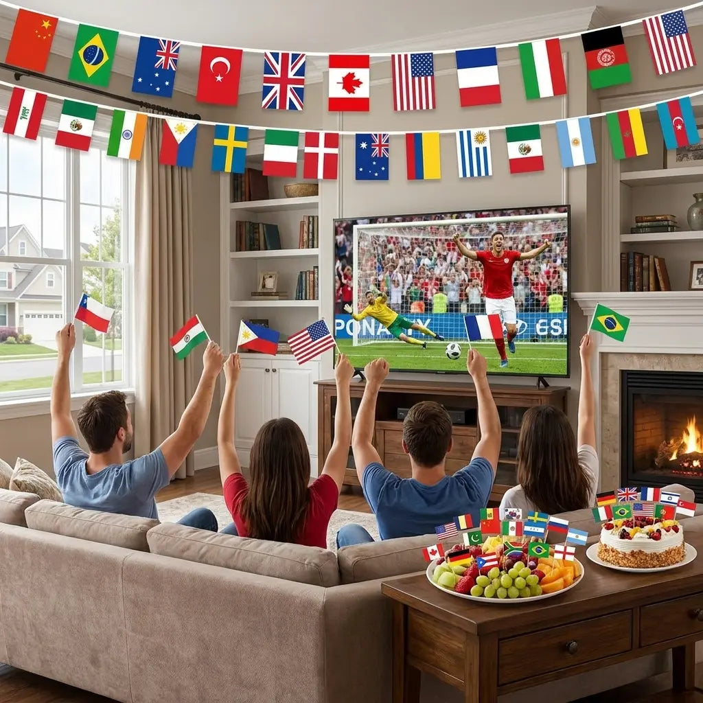 48 Country World Flags Banner, Waterproof Polyester Bunting for Soccer Watch Parties & Outdoor Decor