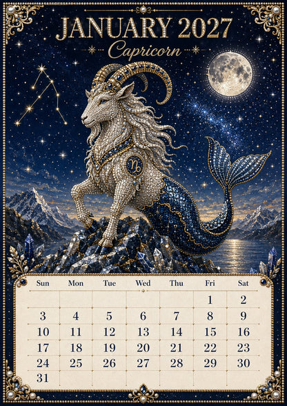 ⏳ Last Day 49% OFF – 🌙 Beginner-Friendly 2027 Twelve Zodiac Bead Art Calendar Kit | Complete Kit with Zodiac Design Base, Decorative Beads & Step-by-Step Guide Included 💕