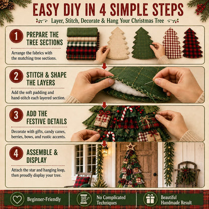 🎄Beginner-Friendly DIY Oversized Patchwork Christmas Tree Door Hanging Kit | Complete Kit with All Tools & Step-by-Step Guide Included 💕