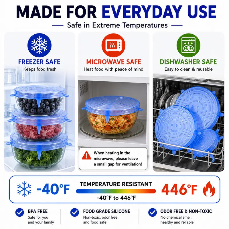 6 Pack Silicone Stretch Lids